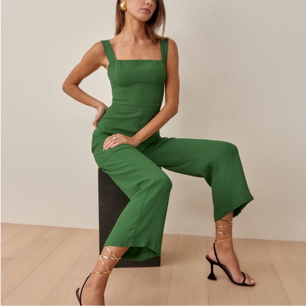 REFORMATION Alva Jumpsuit in Kelly Green sz 8 - Picture 5 of 14